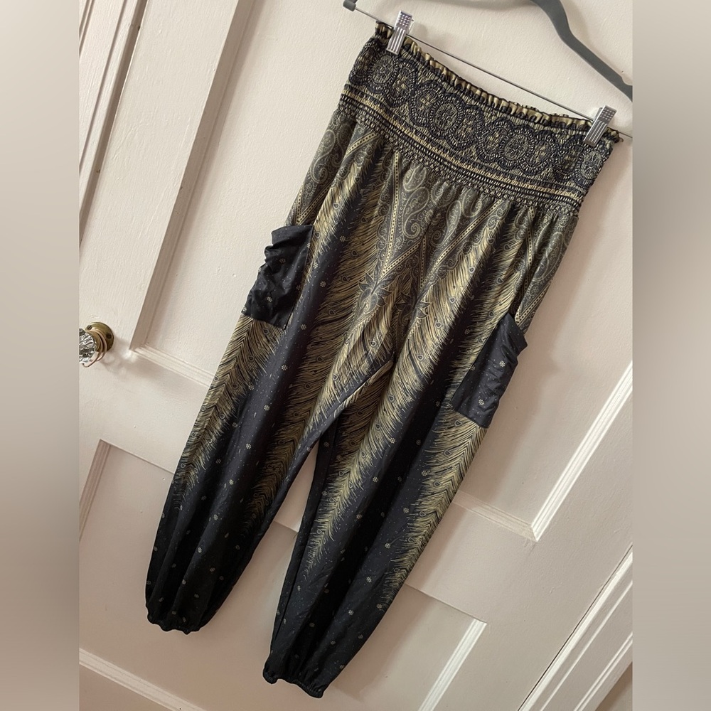 Women's Harem Pants, High Waist Yoga Boho Trousers with Pockets